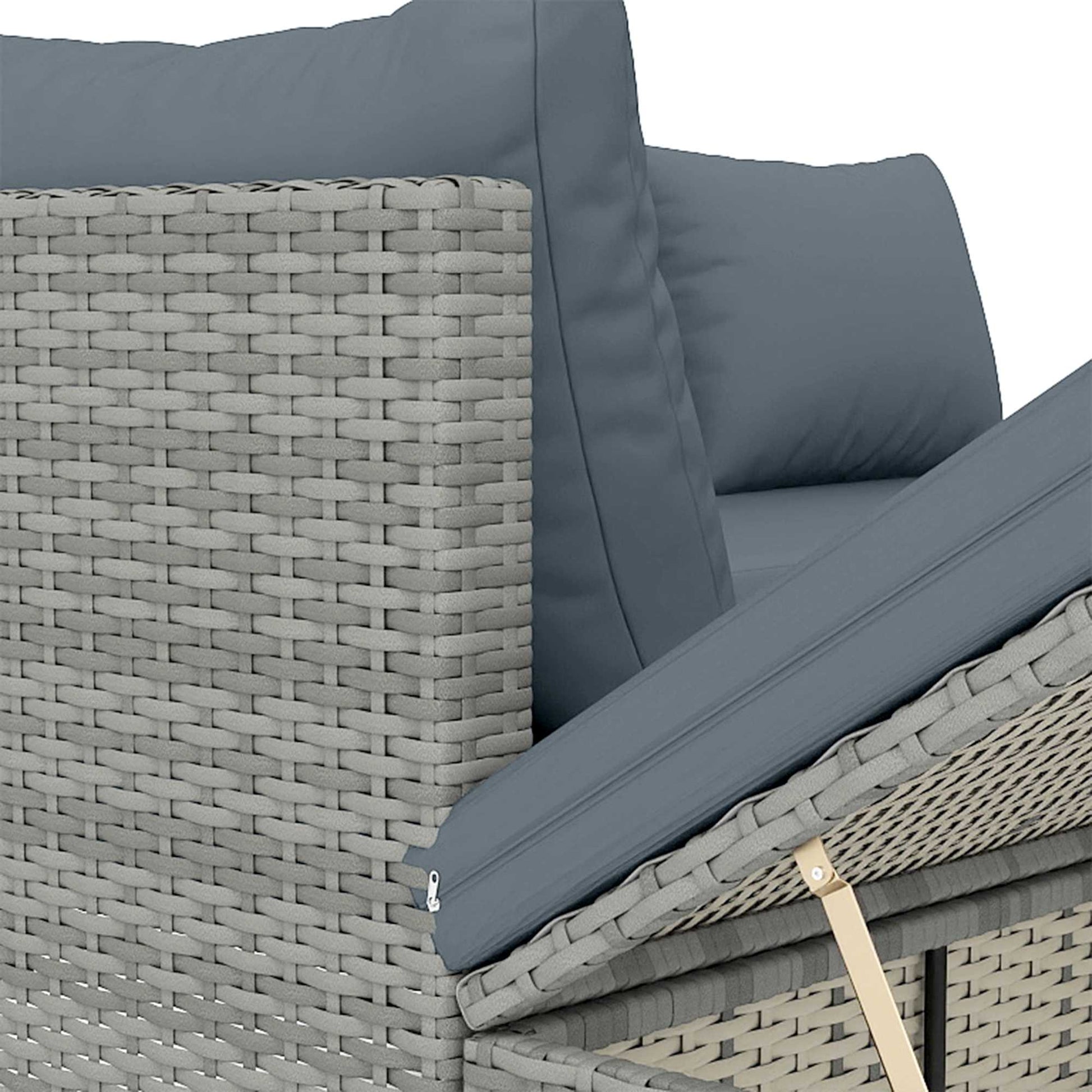 Outsunny Conjunto De Jardín De Ratán De 3 Piezas Respaldo Ajustable Gris_4