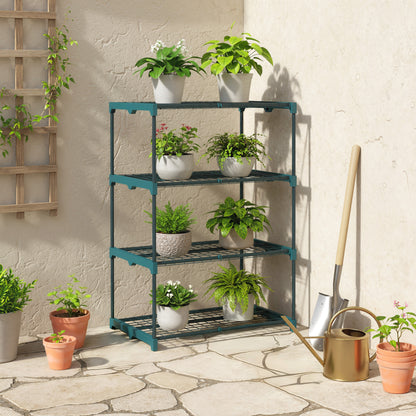 Outsunny Soporte Para Plantas De 4 Niveles De Acero 67x49x105 Cm Verde Oscuro_1