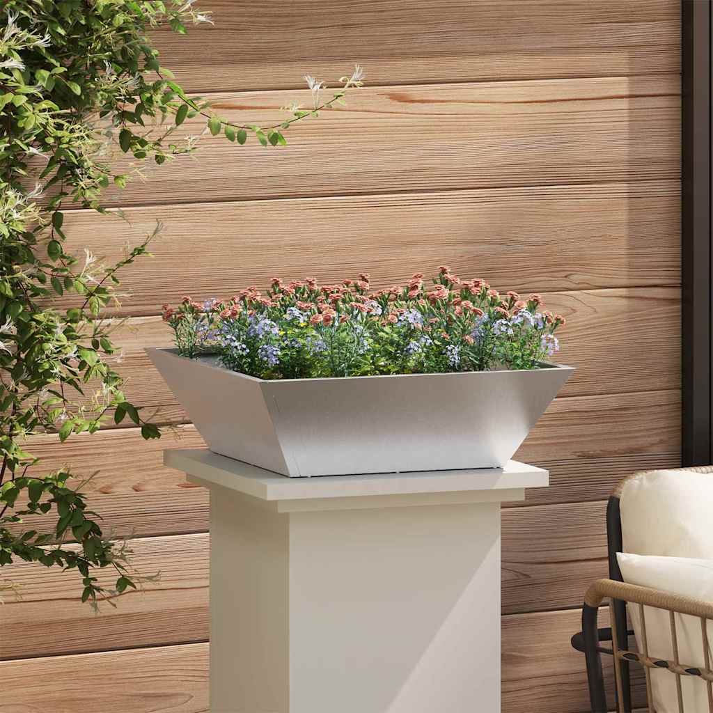 Macetero De Jardín Plateado 50 X 50 X 15 Cm Acero Inoxidable_3