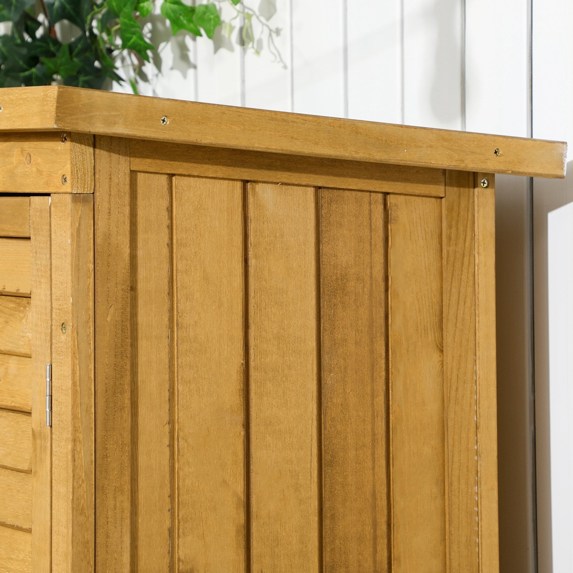 Outsunny Cobertizo De Madera 0,31 M² 87x46,5x160 Cm Con 2 Puertas Y 2 Estantes_3