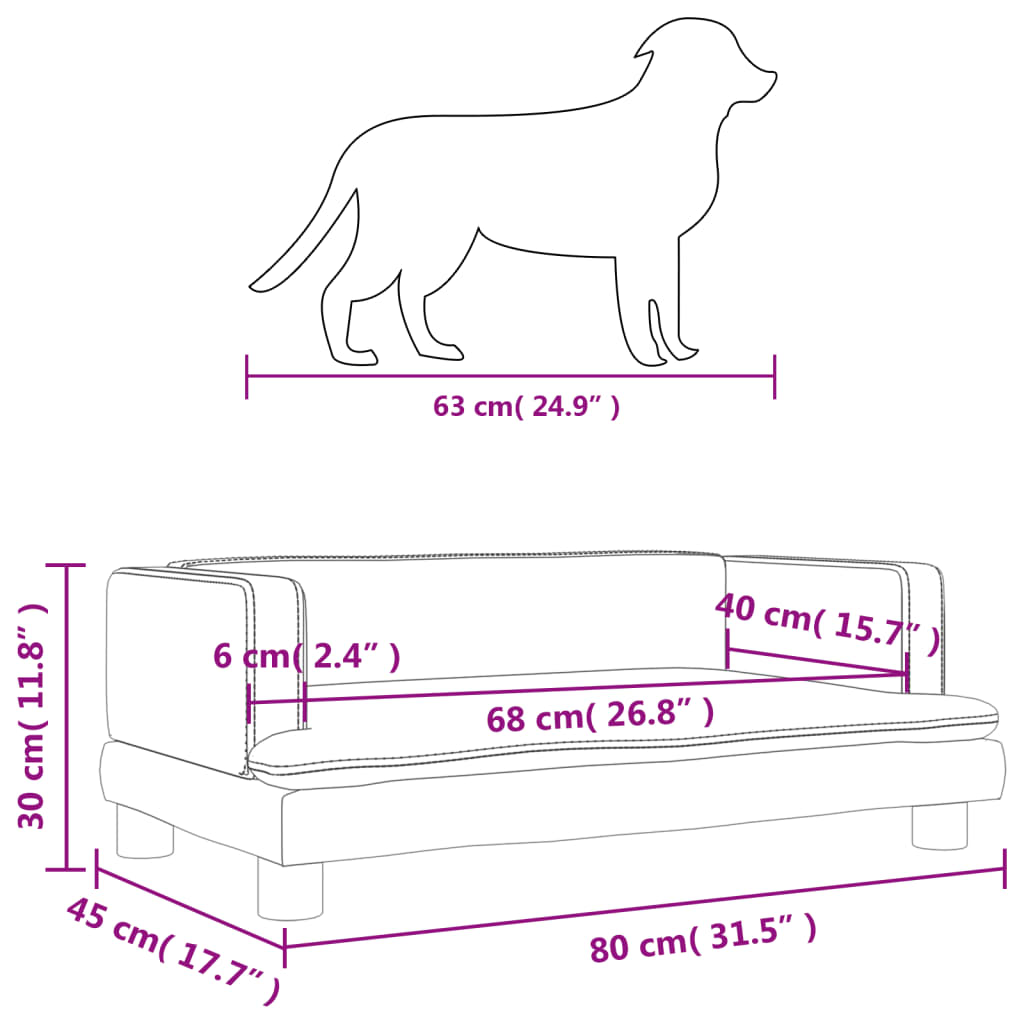 Cama Para Perros De Cuero Sintético Color Capuchino 80x45x30 Cm / Vetonek_2