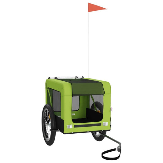 Vidaxl Remolque De Bicicleta Mascotas Hierro Tela Oxford Verde Negro_0
