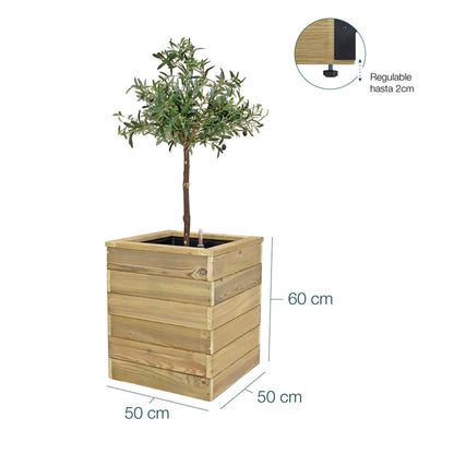 Jardinera De Madera Con Autorriego 50x50x60 Cm Nidum Basic Hortalia_5