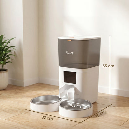 Pawhut Comedero Automático 6l Wifi 2.4g Control App 2 Cuencos Grabadora Voz 10s_2