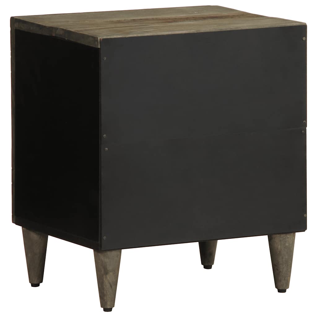 Mesita De Noche De Madera Maciza De Mango Gris Claro 40x33x46cm_3