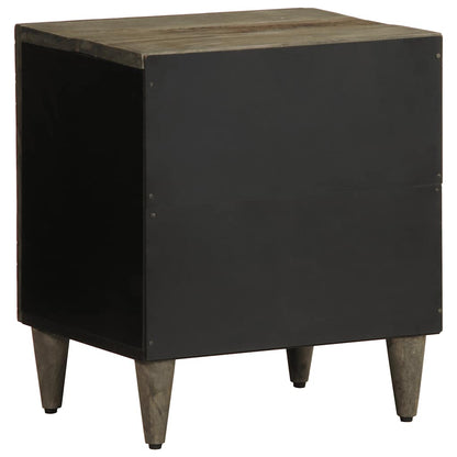 Mesita De Noche De Madera Maciza De Mango Gris Claro 40x33x46cm_3