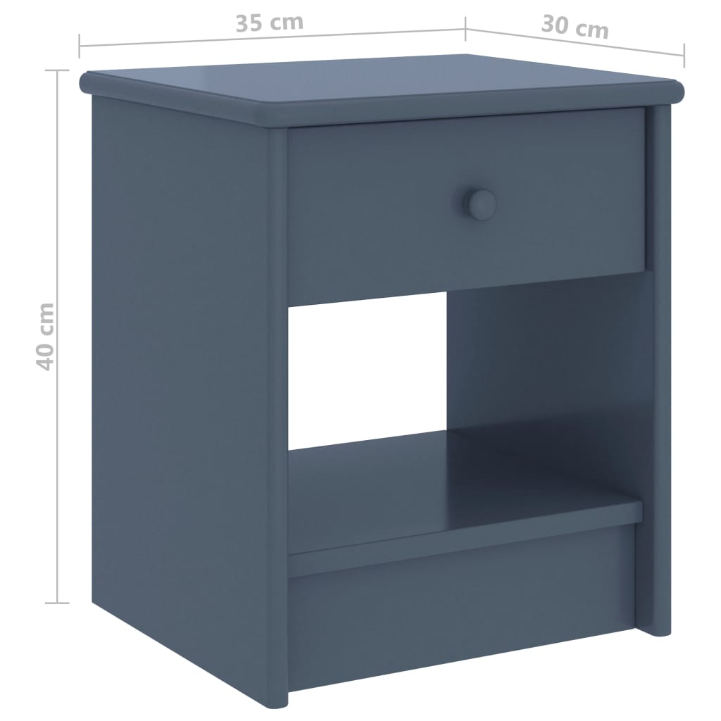 Mesita De Noche Madera Maciza De Mango Gris Claro 35x30x40 Cm_4