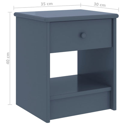 Mesita De Noche Madera Maciza De Mango Gris Claro 35x30x40 Cm_4