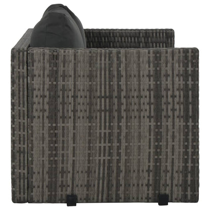 Vidaxl Set De Comedor De Jardín 3 Pzs Y Cojines Ratán Sintético Gris_3