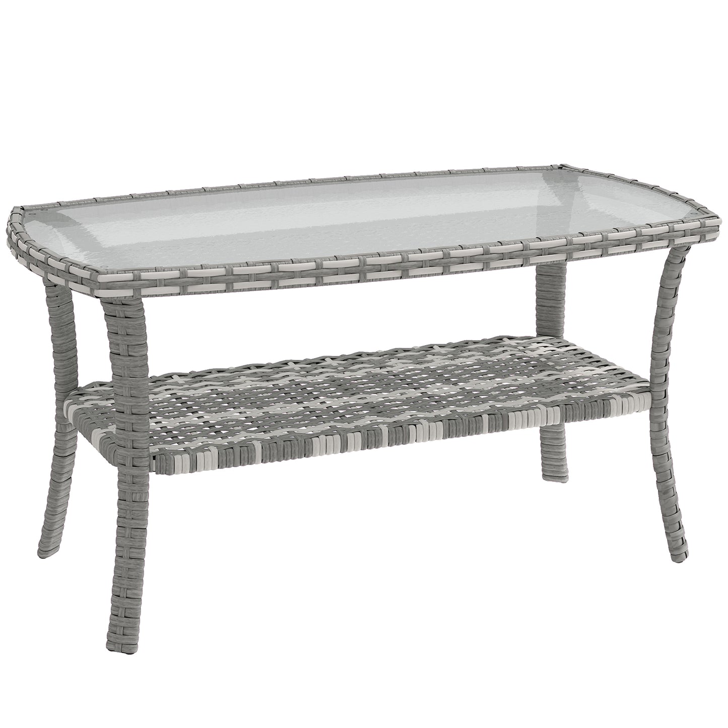 Outsunny Mesa De Jardín Exterior Rectangular De Ratán Con Estante Gris Oscuro_0