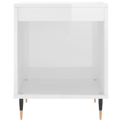Mesita De Noche Madera De Ingeniería Blanco Brillo 40x35x50 Cm_2
