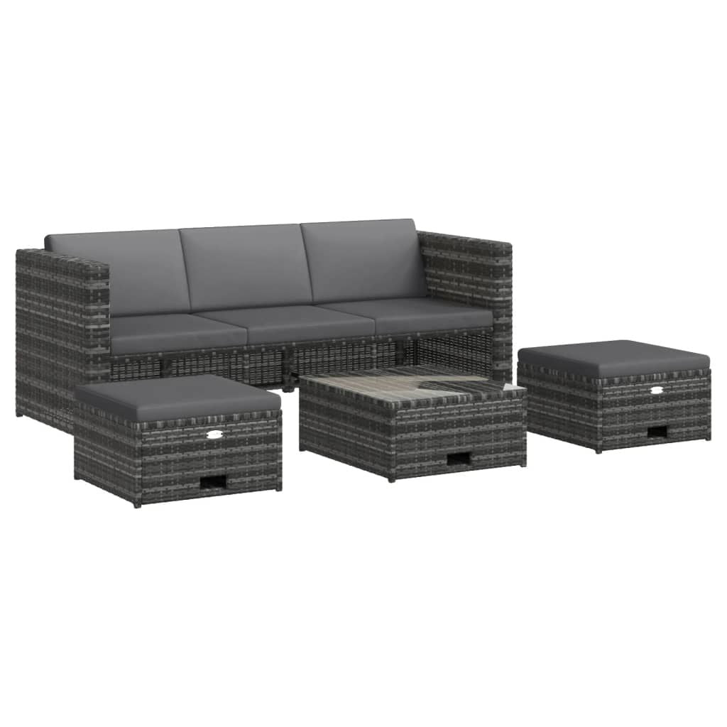 Vidaxl Set De Muebles De Jardín 4 Pzas Y Cojines Ratán Sintético Gris_0