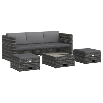 Vidaxl Set De Muebles De Jardín 4 Pzas Y Cojines Ratán Sintético Gris_0