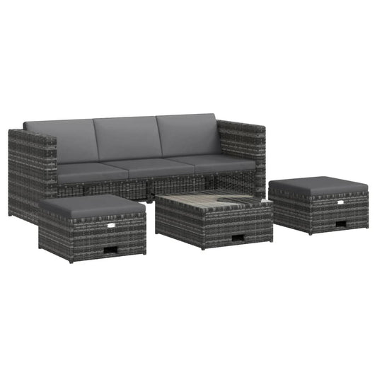 Vidaxl Set De Muebles De Jardín 4 Pzas Y Cojines Ratán Sintético Gris_0