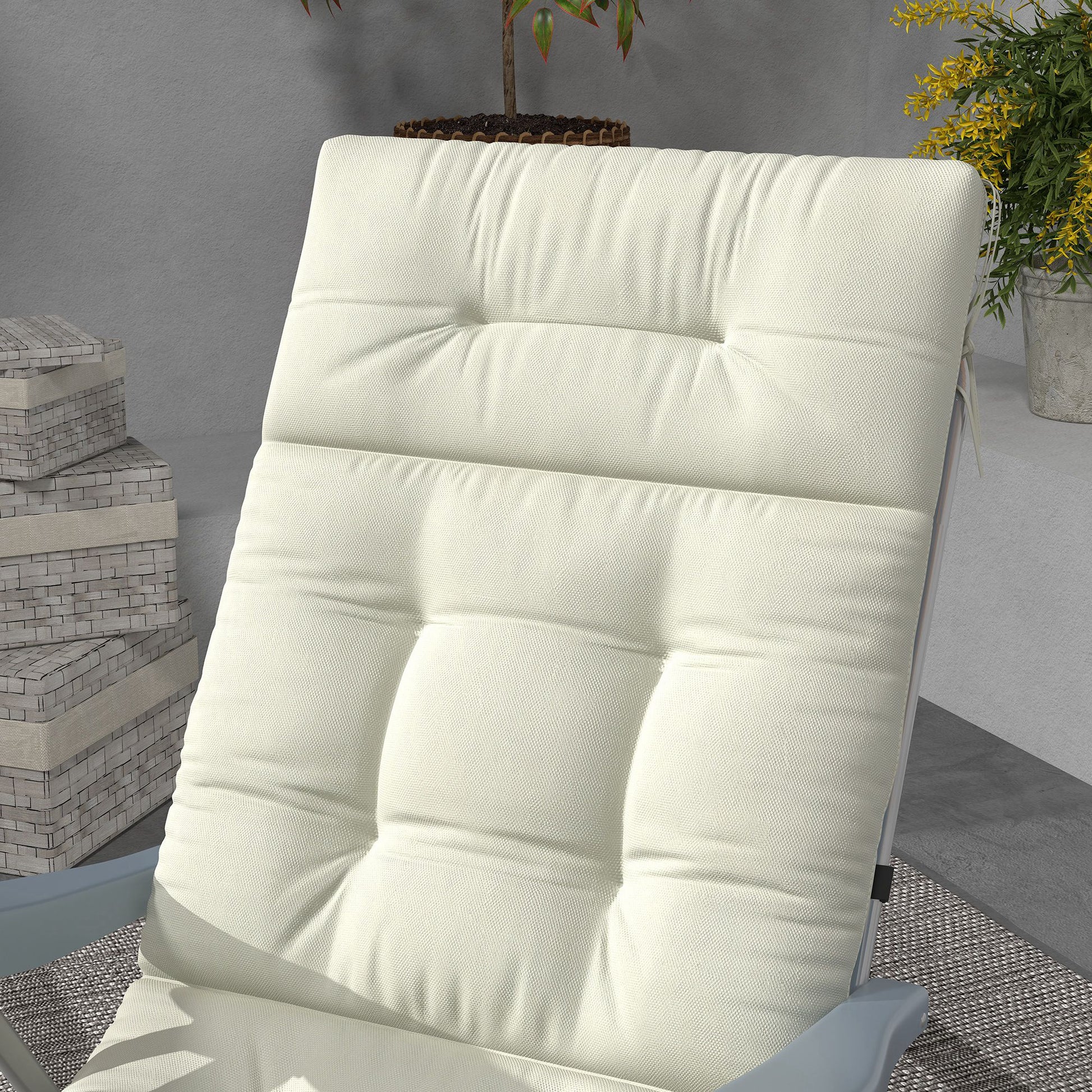 Outsunny Cojín Para Tumbona De 1 Plaza 200x60x13 Cm Para Jardín Terraza Crema_4