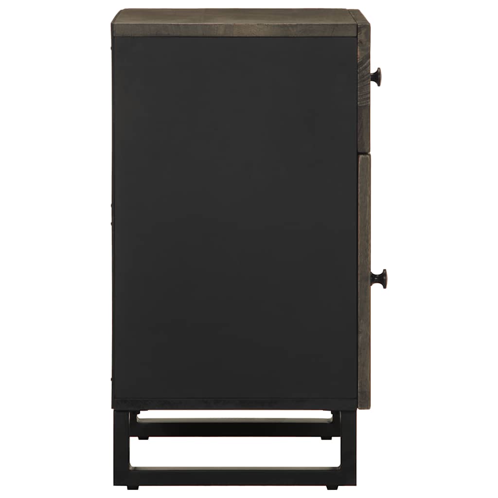Mesita De Noche Madera Maciza De Mango Negra 50x33x60 Cm_2