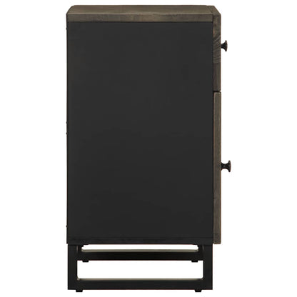 Mesita De Noche Madera Maciza De Mango Negra 50x33x60 Cm_2