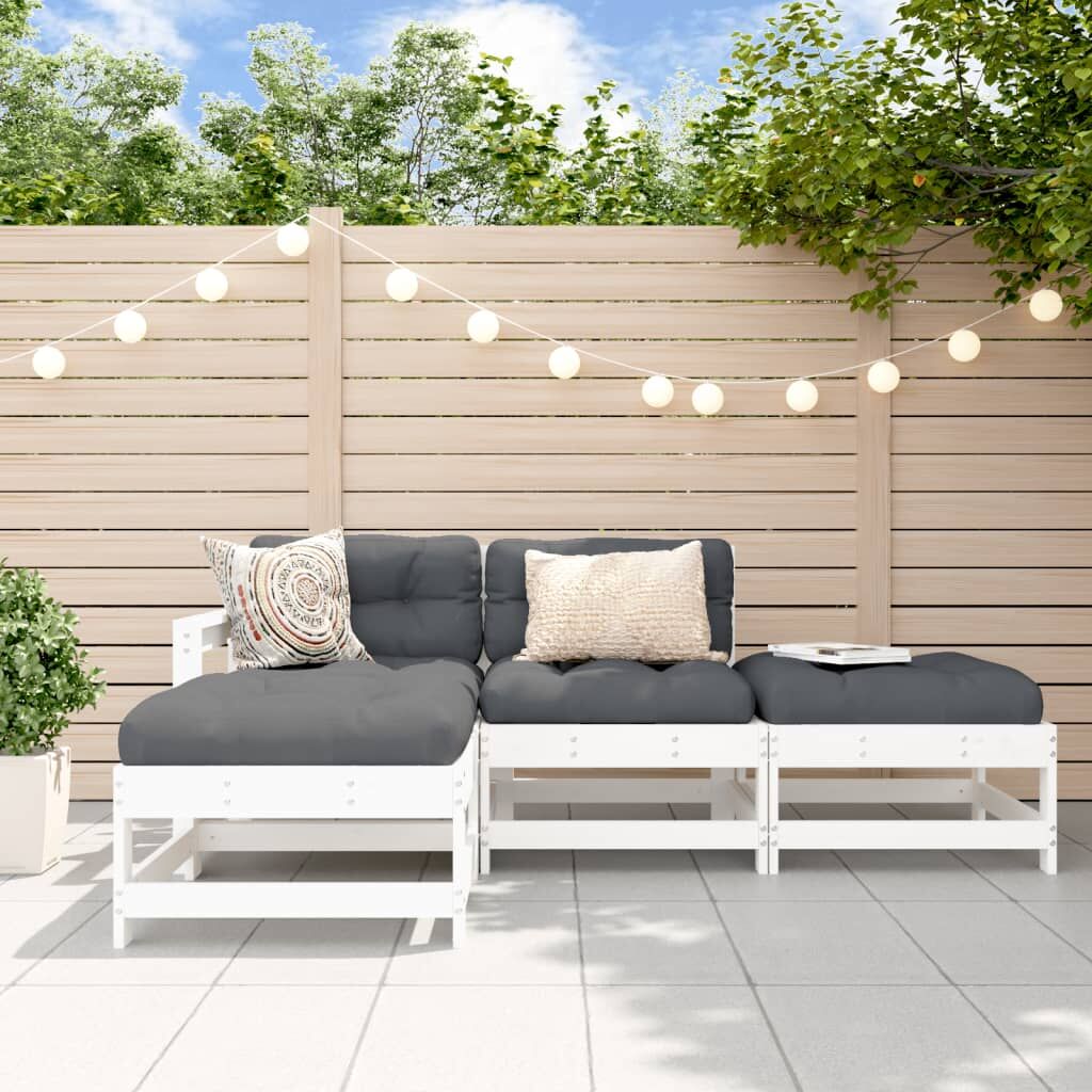 Vidaxl Juego De Muebles De Jardín 4 Pzas Madera Maciza De Pino Blanco_1