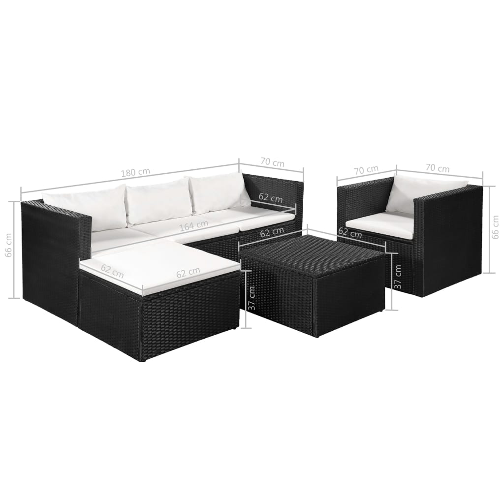 Vidaxl Set De Muebles De Jardín 4 Pzas Ratán Sintético Negro Y Blanco_2