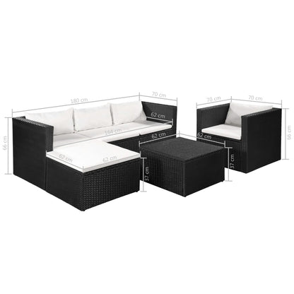 Vidaxl Set De Muebles De Jardín 4 Pzas Ratán Sintético Negro Y Blanco_2