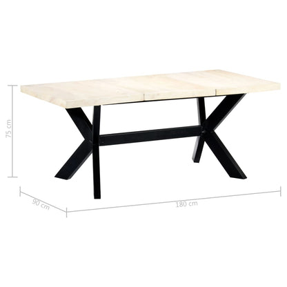 Mesa De Comedor Blanca 180x90x75 Cm Madera Maciza De Mango_3