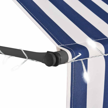 Toldo Manual Retráctil Con Led Azul Y Blanco 400 Cm_3
