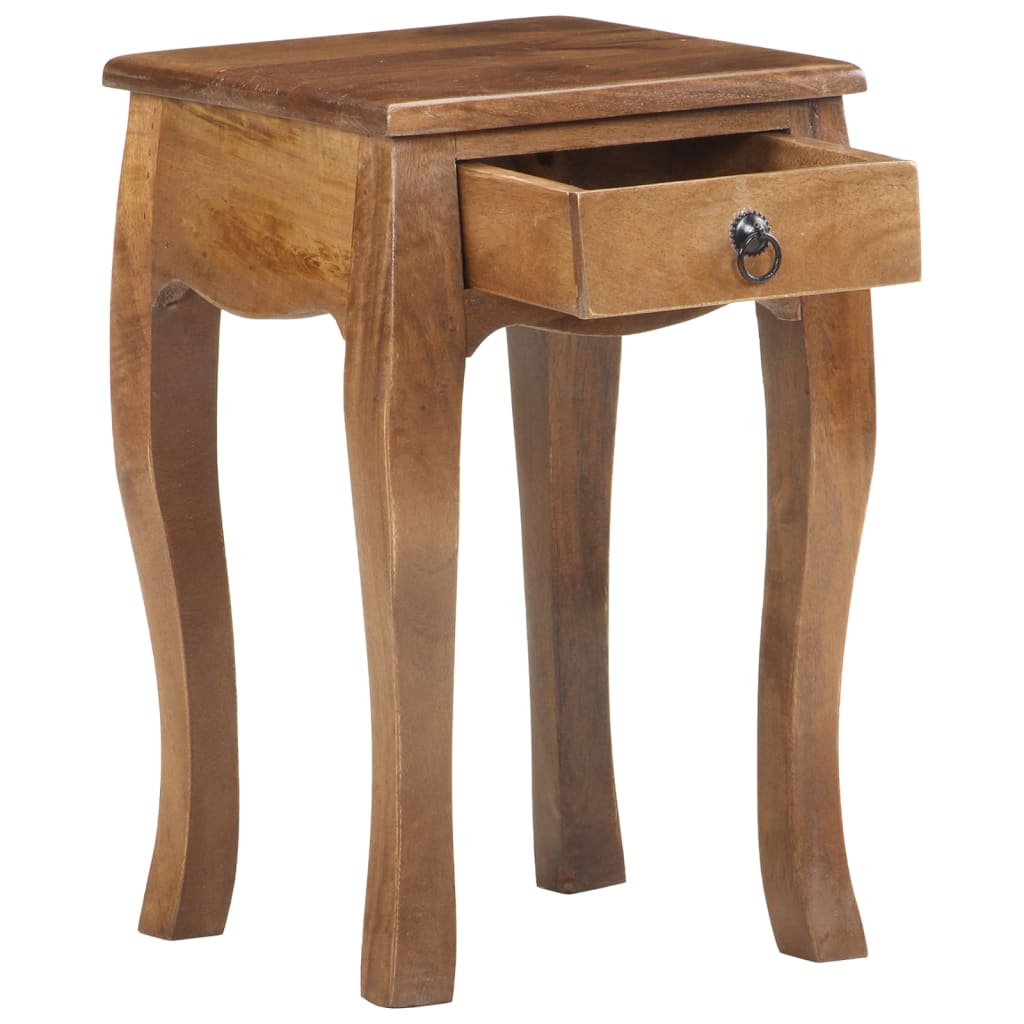 Mesita De Noche De Madera Maciza De Mango 28x28x46 Cm_2