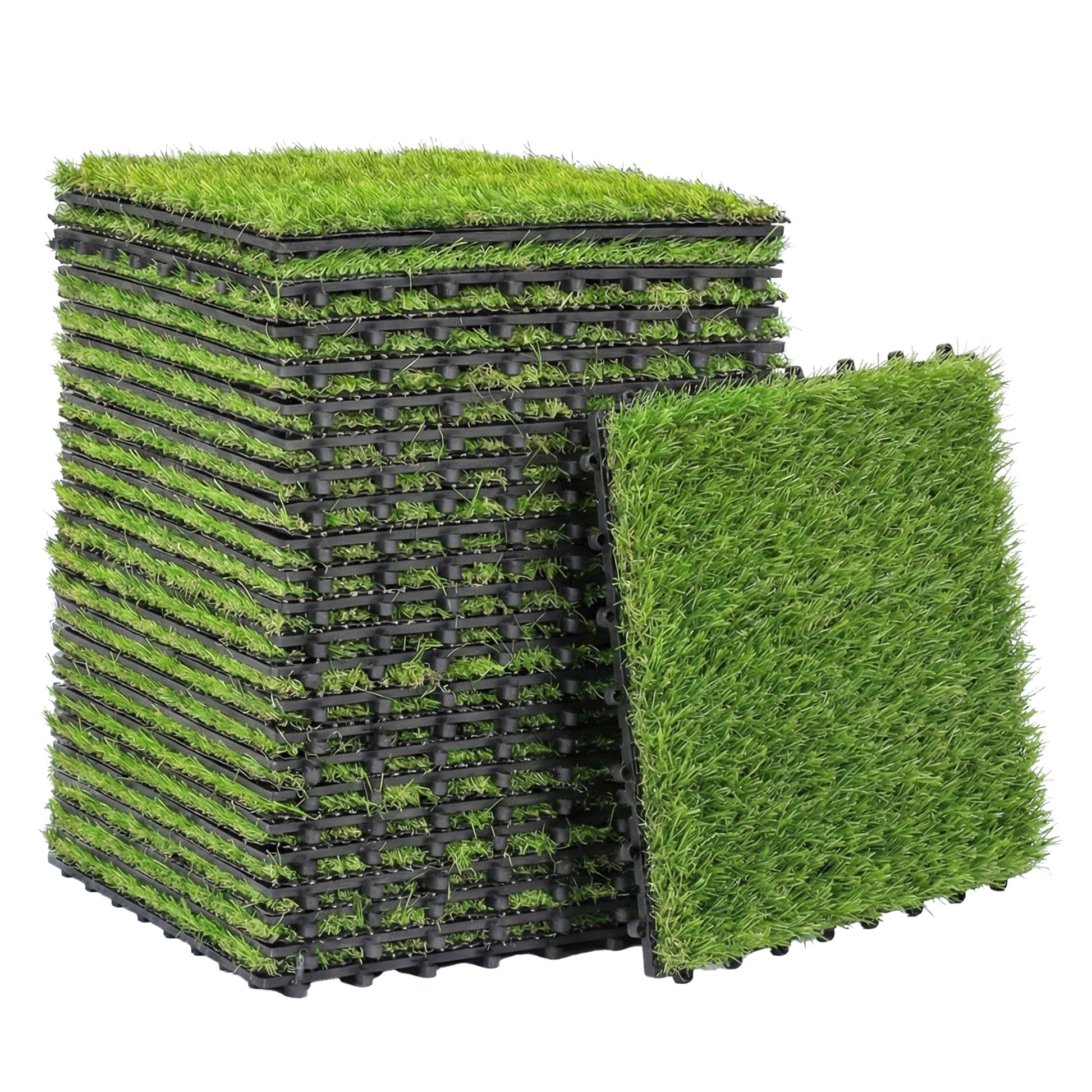 Outsunny Césped Artificial De 22 Piezas 30x30 Cm Altura De Hierba 25 Mm Verde_0
