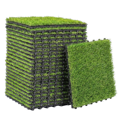 Outsunny Césped Artificial De 22 Piezas 30x30 Cm Altura De Hierba 25 Mm Verde_0