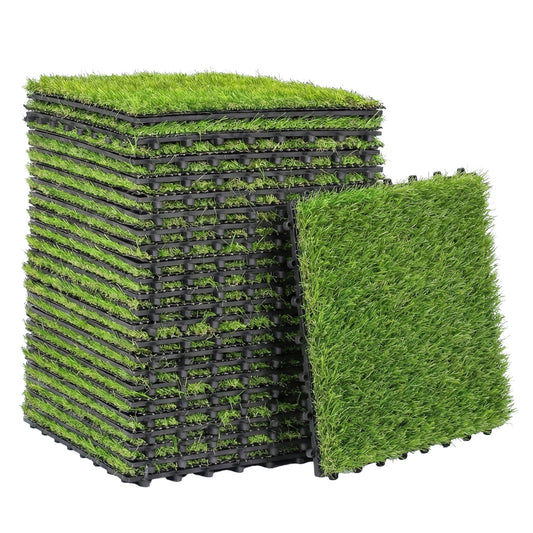 Outsunny Césped Artificial De 22 Piezas 30x30 Cm Altura De Hierba 25 Mm Verde_0
