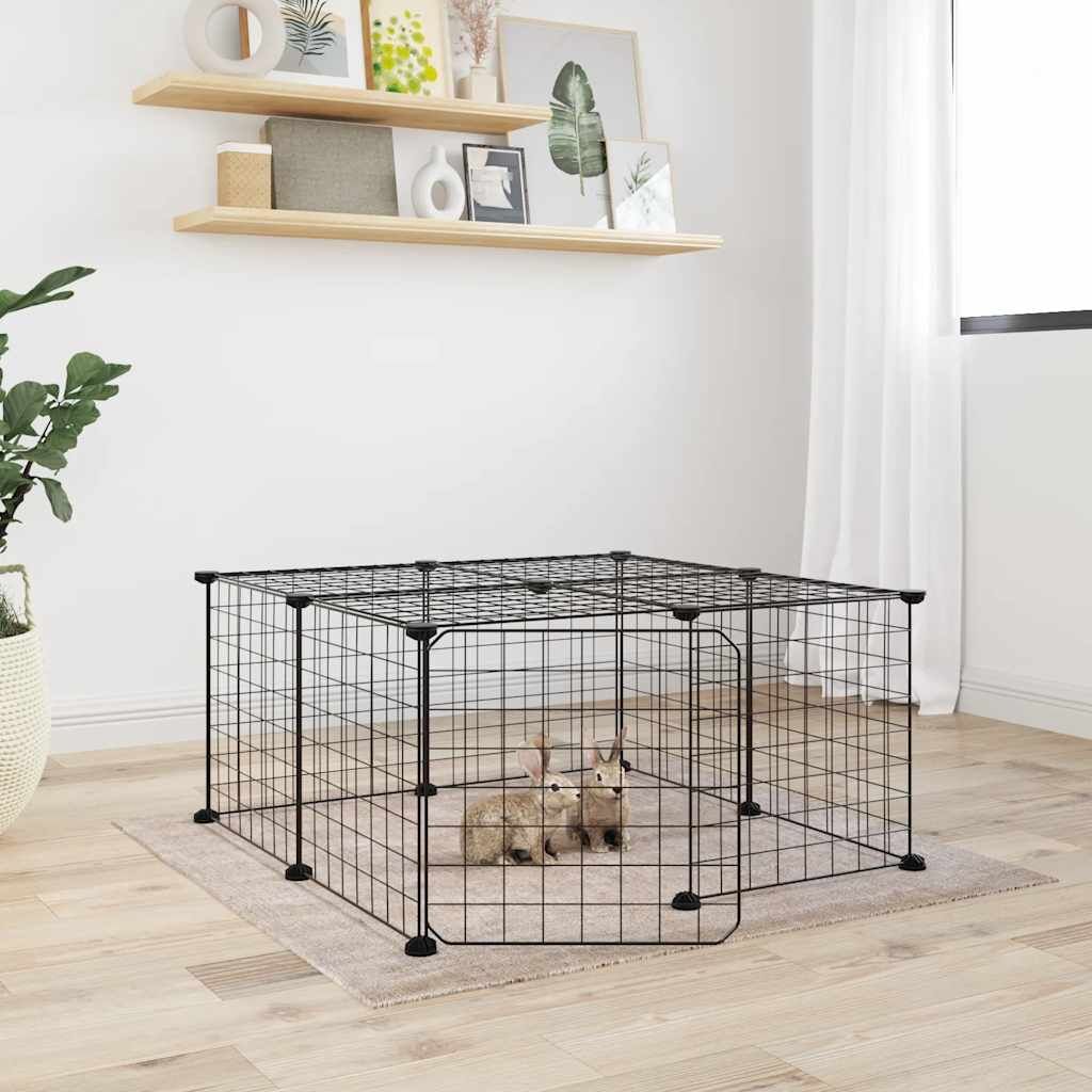 Vidaxl Jaula Para Mascotas De 12 Paneles Puerta Acero Negro 35x35cm_1