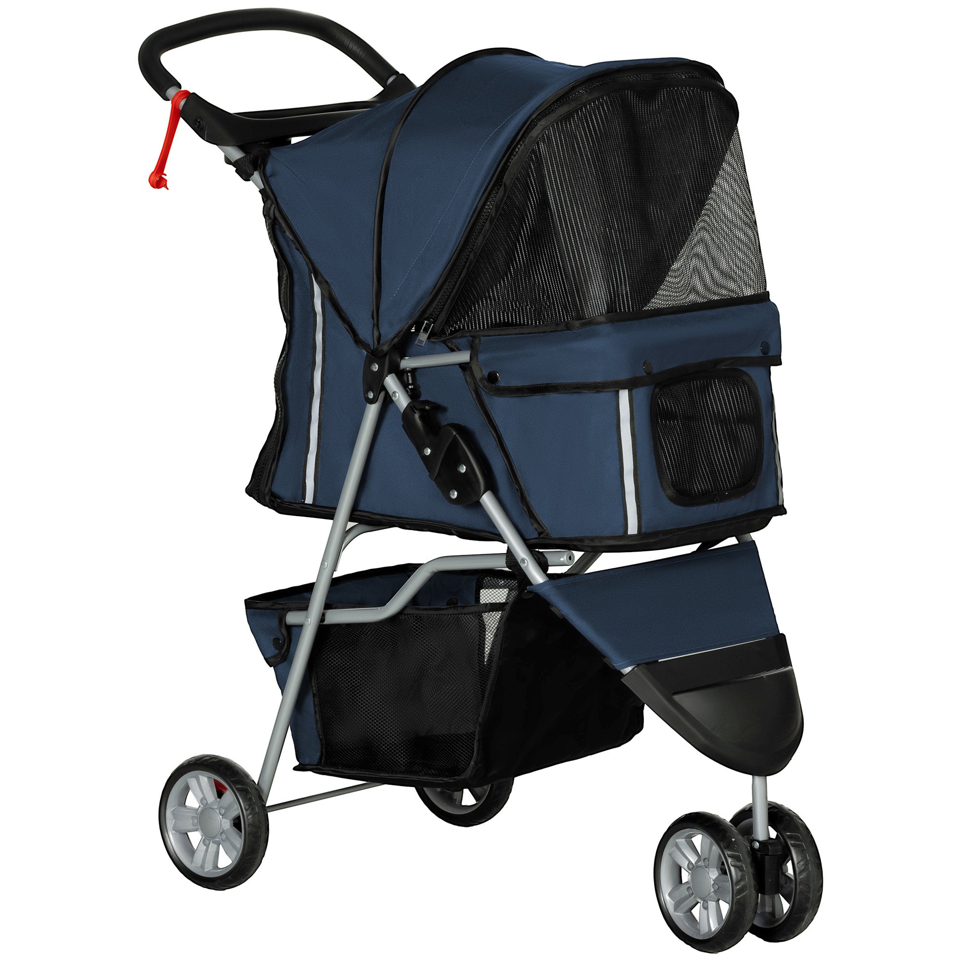 Pawhut Carrito Para Perros Plegable Con Cesta De Almacenaje 75x45x97 Cm Azul_0