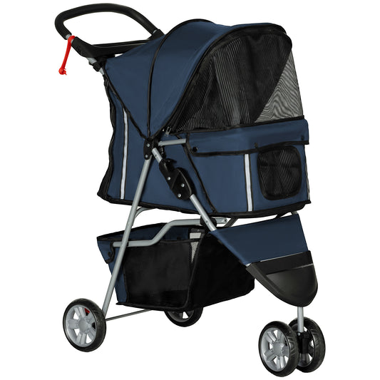 Pawhut Carrito Para Perros Plegable Con Cesta De Almacenaje 75x45x97 Cm Azul_0