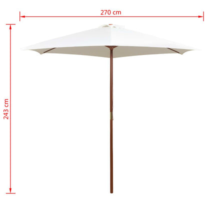 Vidaxl Sombrilla Con Palo De Madera Blanco Crema 270x270 Cm_2