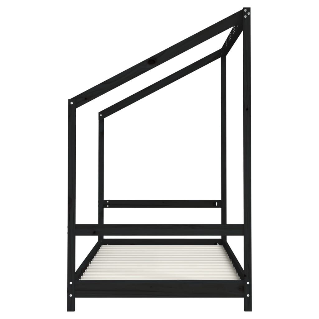 Vidaxl Estructura De Cama De Niños Madera De Pino Negro 2x(90x190) Cm_4