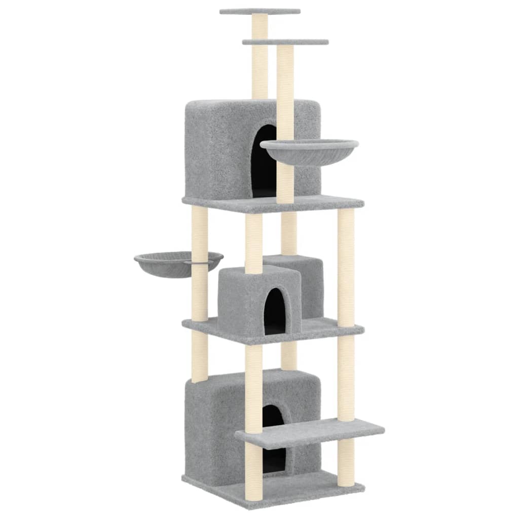 Rascador Para Gatos Con Postes De Sisal Gris Claro 180 Cm_0