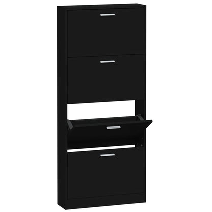 Vidaxl Mueble Zapatero Madera Contrachapada Negro 59x17x150 Cm_0