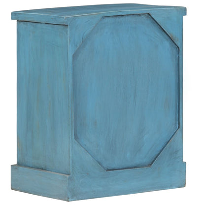 Mesita De Noche De Madera Maciza De Mango Azul 40x30x50 Cm_3