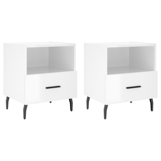 Mesita Noche 2 Uds Madera Ingeniería Blanco Brillo 40x35x47,5cm_0