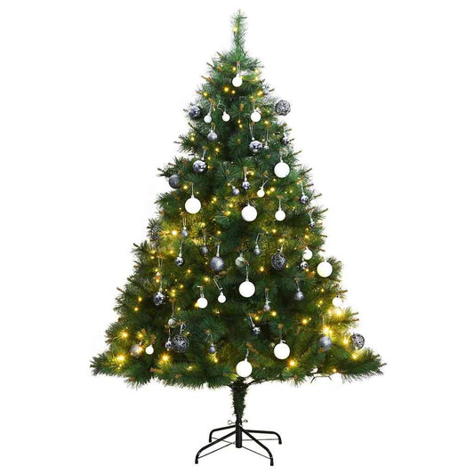 Vidaxl Árbol Navidad Artificial Con Bisagras 150 Led Y Bolas 120 Cm_0