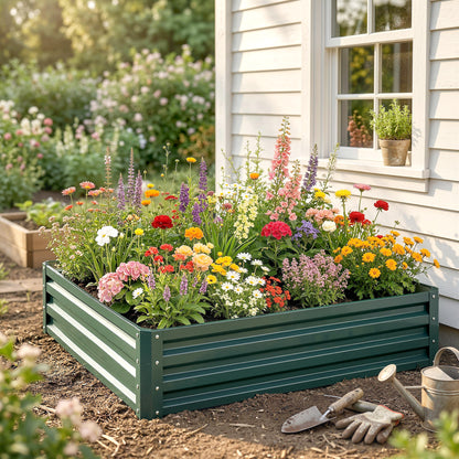 Outsunny Jardinera Exterior Grande Rectangular De Acero Galvanizado Sin Base_4