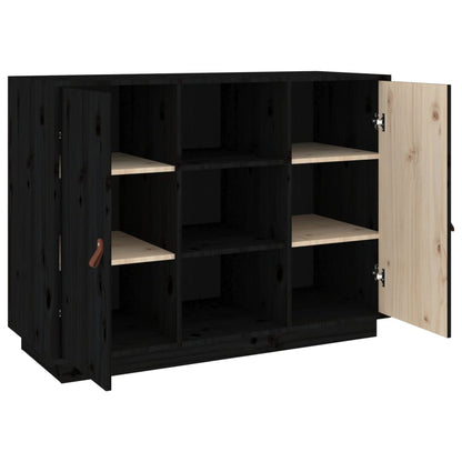 Aparador Madera Maciza De Pino Negro 100x40x75 Cm_3