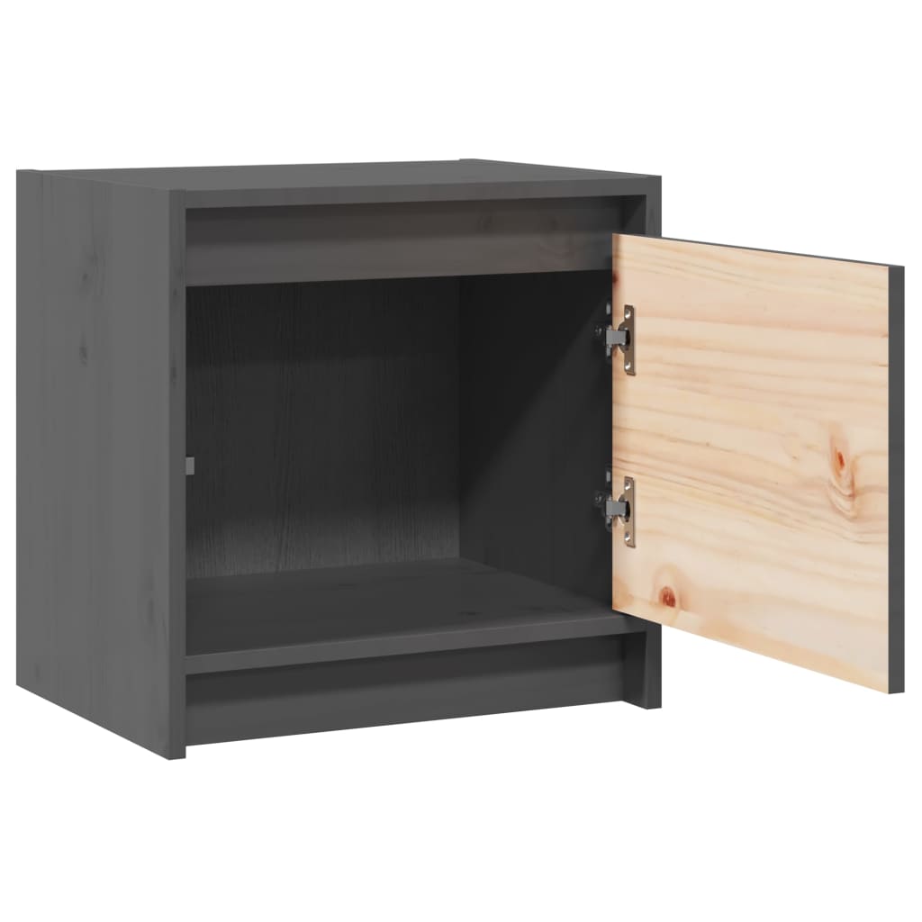 Mesitas De Noche 2 Uds Madera Maciza Pino Gris 40x30,5x40 Cm_2