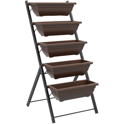 Outsunny Soporte Para Plantas De 5 Niveles Con 5 Macetas 55x63x120 Cm Negro_0