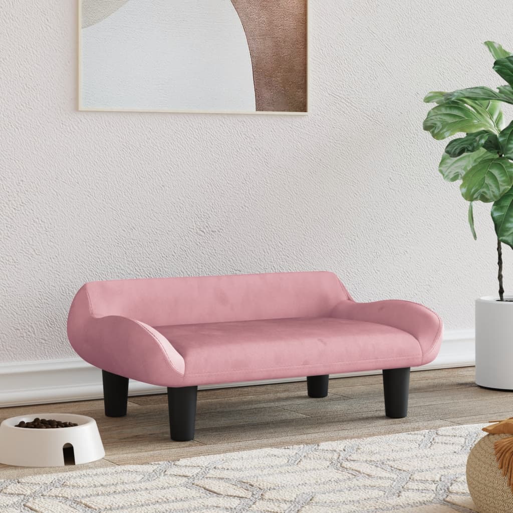 Cama Para Perros De Terciopelo Rosa 70x40x24 Cm / Vetonek_4