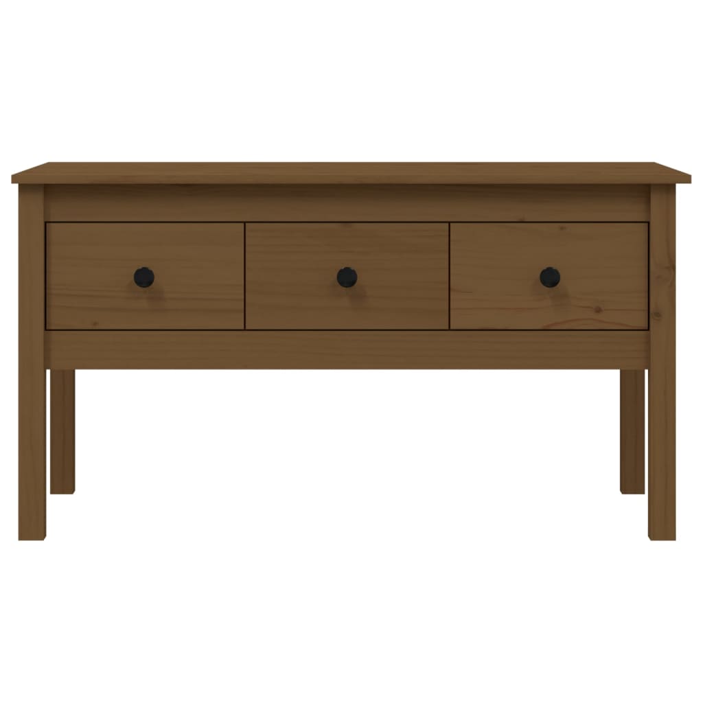 Mesa De Centro Madera Maciza De Pino Marrón Miel 102x49x55 Cm_4
