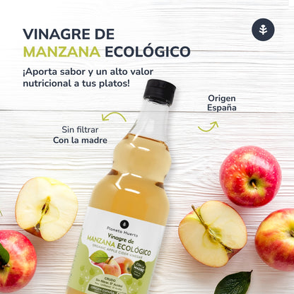 Pack 3x Vinagre de manzana ECO crudo sin filtrar con la madre Planeta Huerto 1L