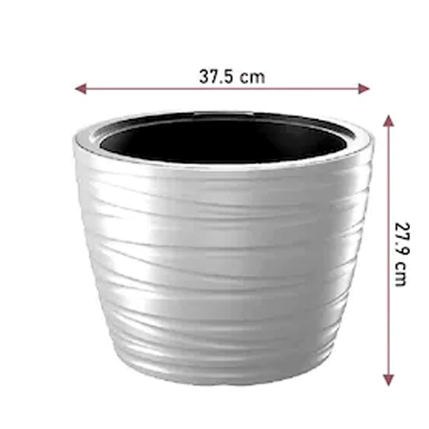 Maceta Baja Con Deposito 22l Maze De Plastico En Color Gris Grafito 37,5 (largo) X 37,5 (ancho) X 27,9 (alto) Cm_2