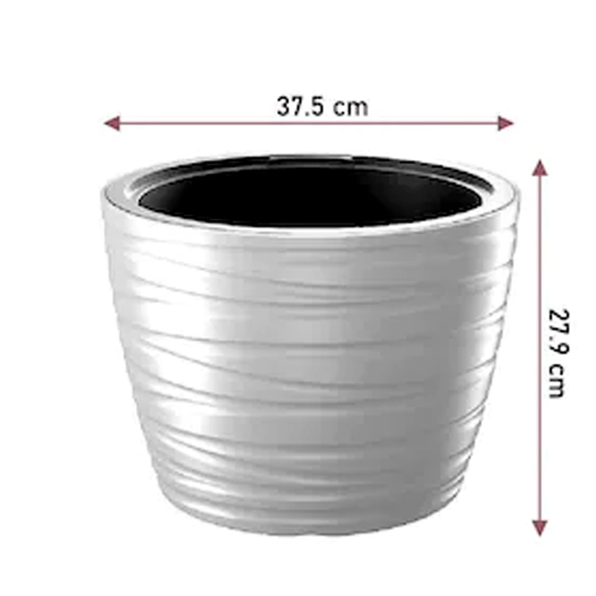 Maceta Baja Con Deposito 22l Maze De Plastico En Color Gris Grafito 37,5 (largo) X 37,5 (ancho) X 27,9 (alto) Cm_2