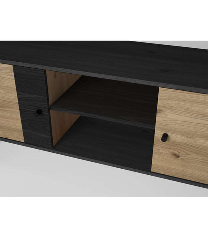 Mueble Para Televisión Modelo Berta 2 Puertas 2 Huecos Acabado Natural/bocamina, 136.3cm(_2